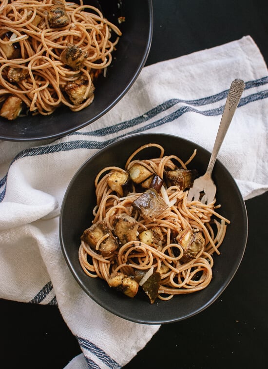 Roasted eggplant spaghetti with miso brown butter sauce recipe