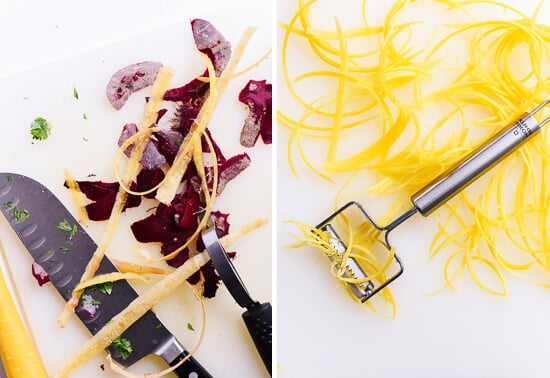 beet and carrot shavings