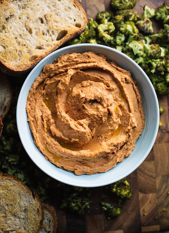 Super creamy, homemade sun-dried tomato hummus - cookieandkate.com