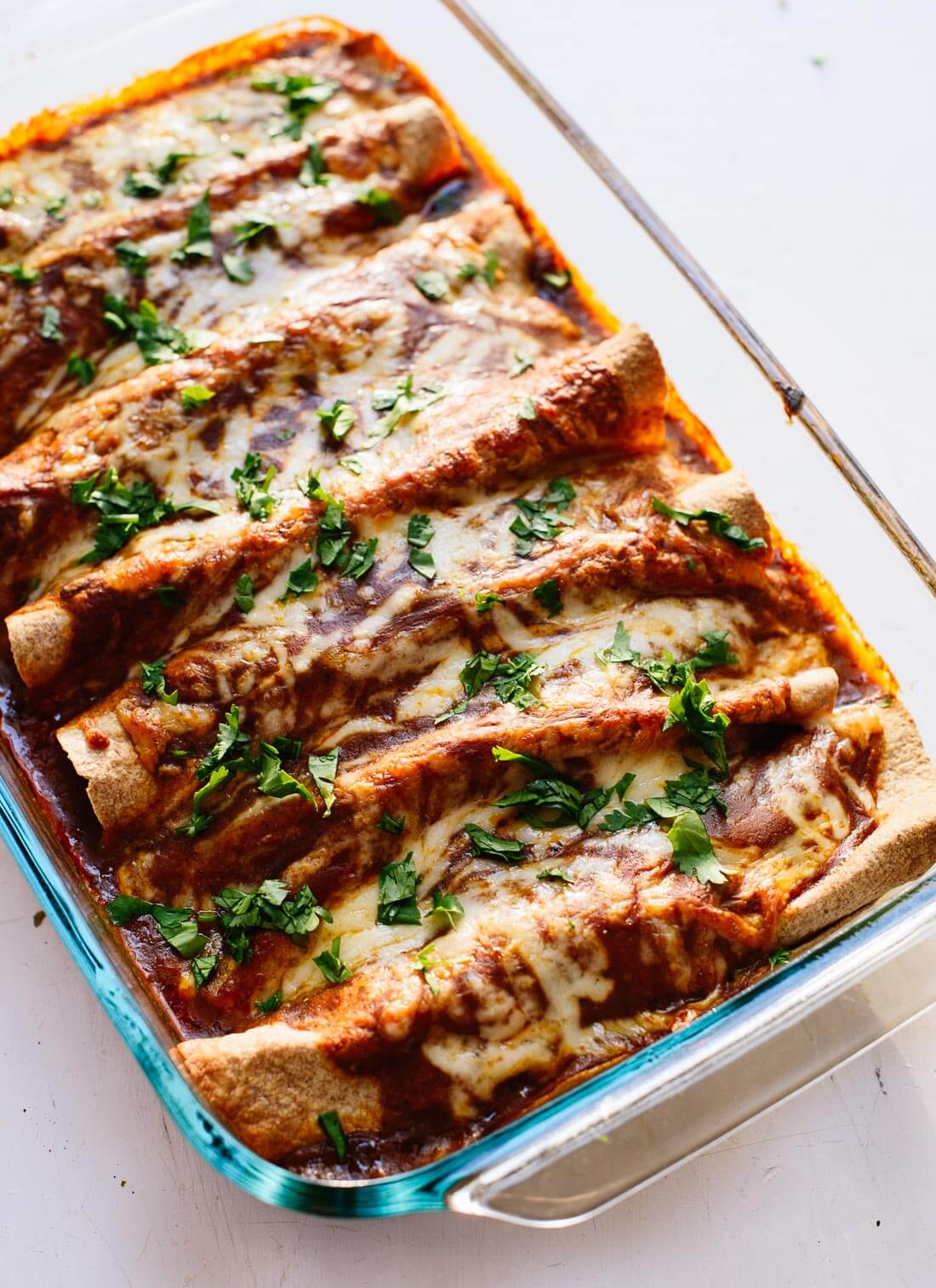 Enchiladas with homemade red enchilada sauce! cookieandkate.com