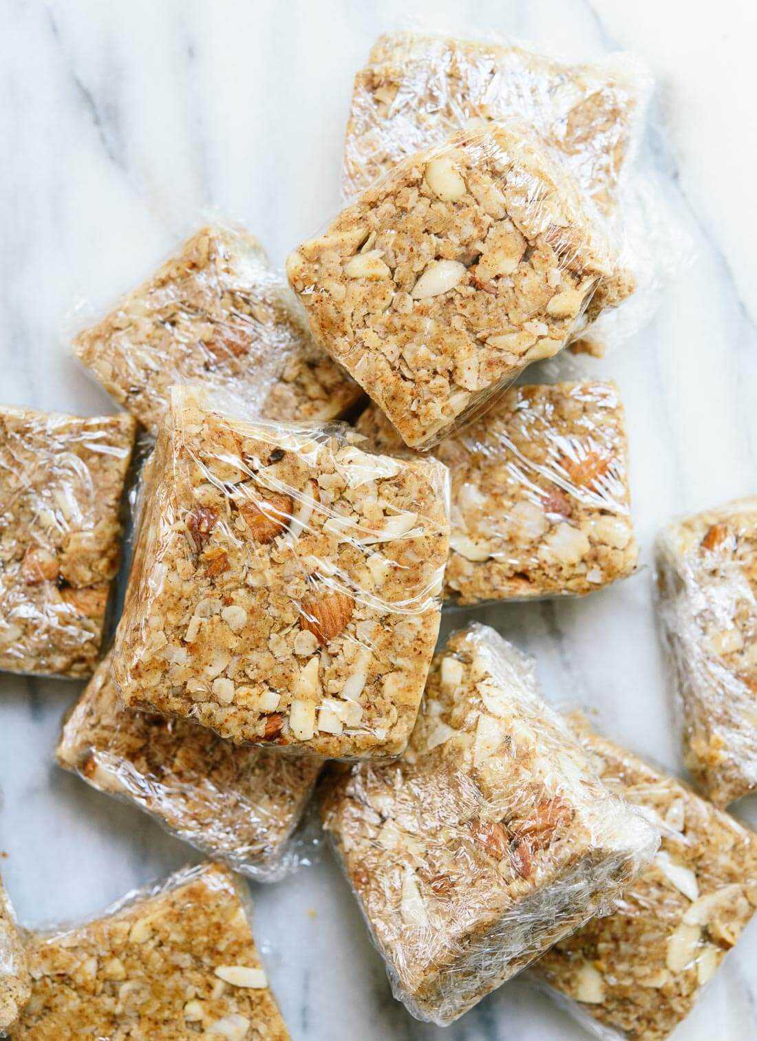 No-bake almond-coconut granola bars are a healthy, energy-rich snack when hunger strikes! cookieandkate.com