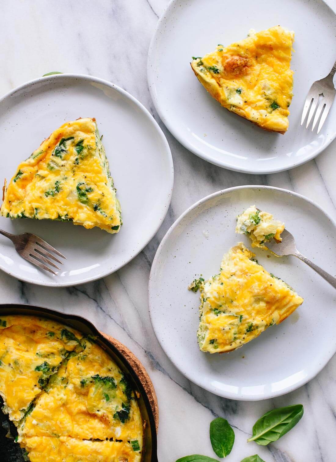 Vegetable-packed spinach, broccoli and cheddar frittata!