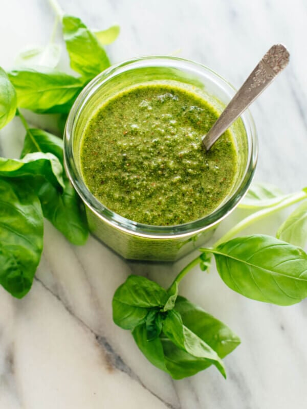 The best basil pesto recipe—learn all my tricks here! cookieandkate.com