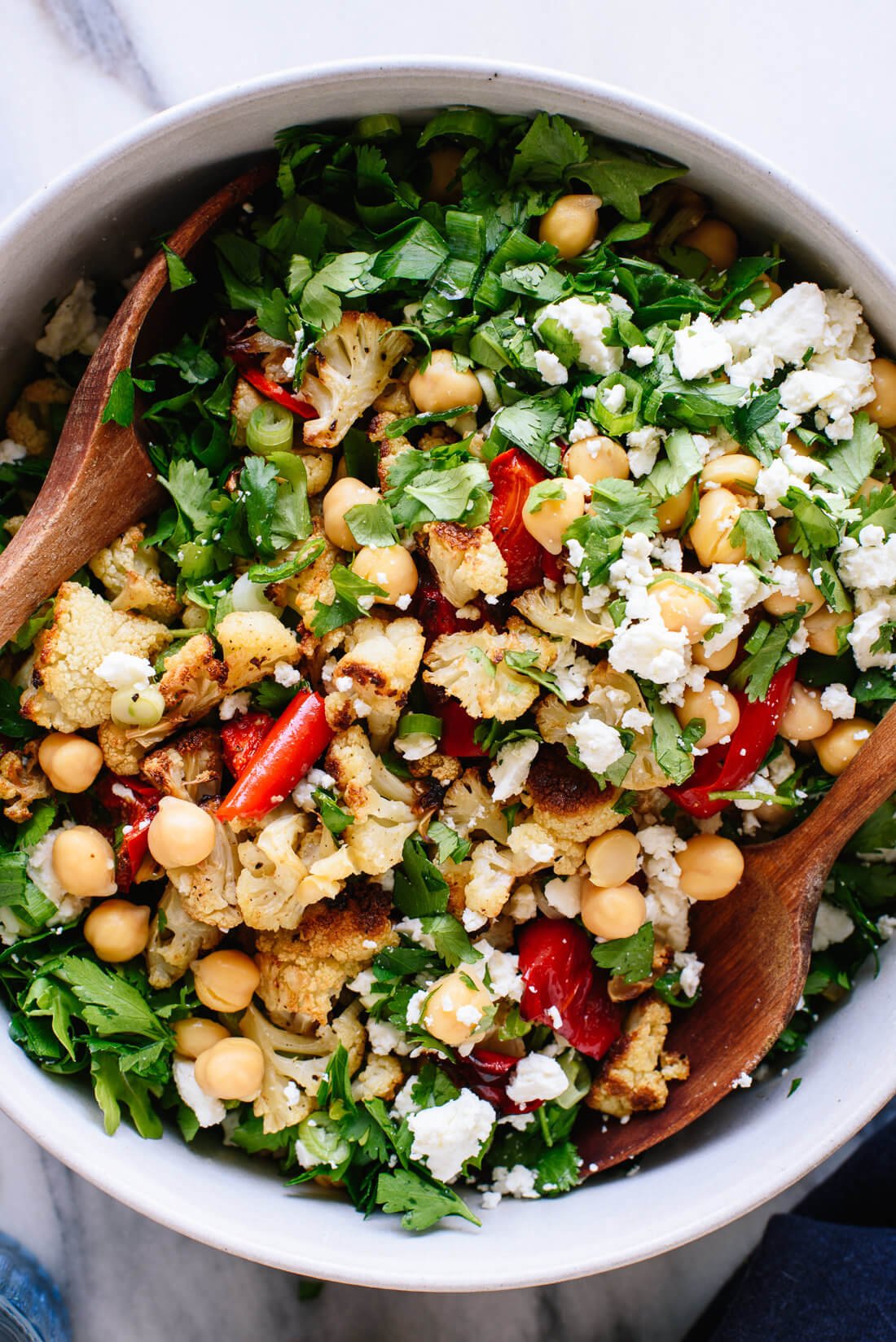 Roasted Cauliflower, Farro and Arugula Salad with Lemony Tahini Dressing