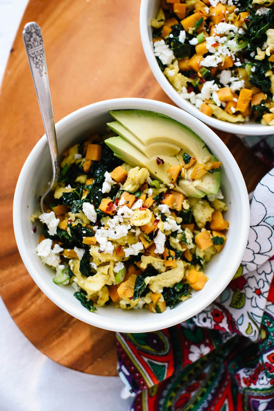 Kale, Sweet Potato and Feta Scramble