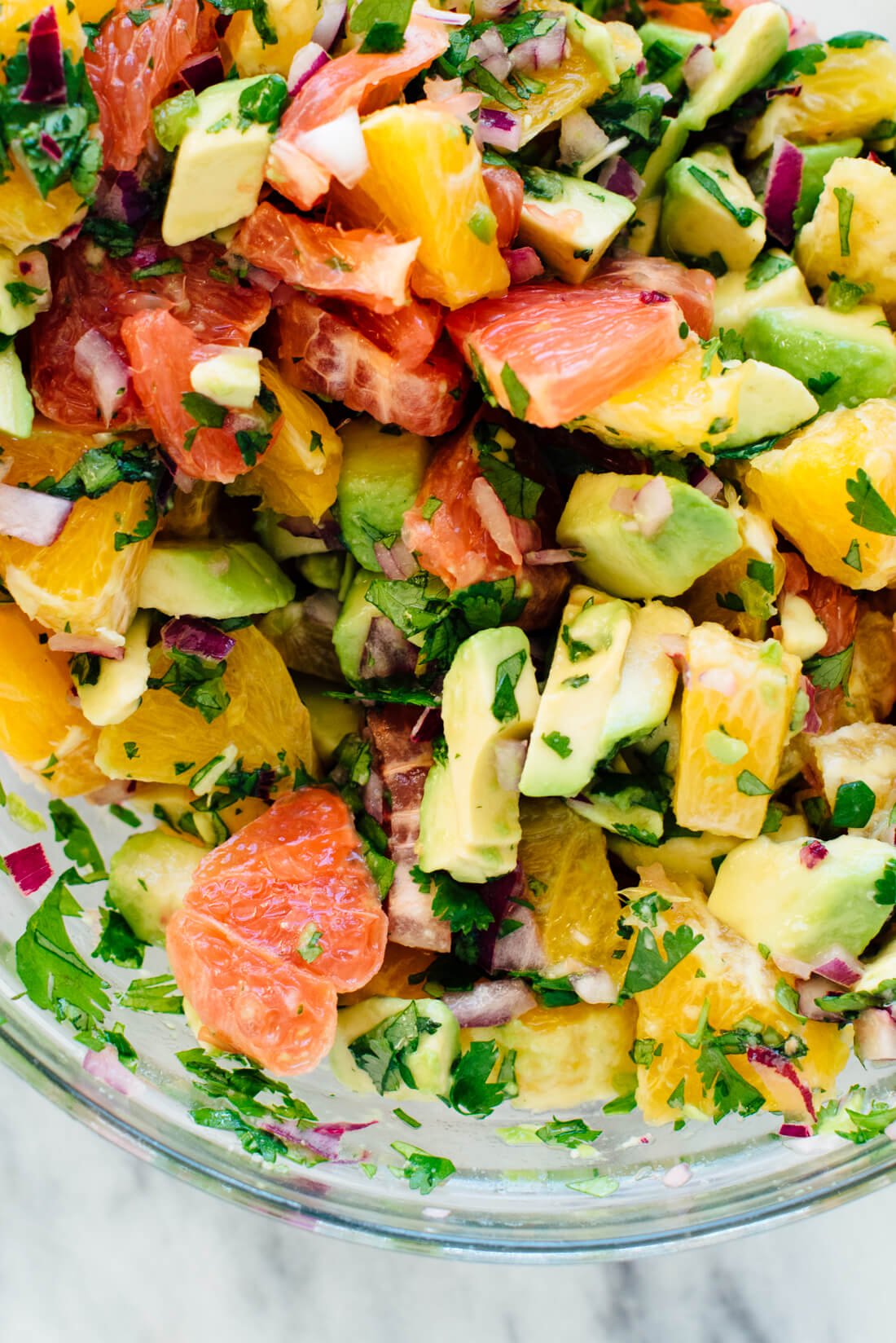 seafood-free "ceviche" recipe with grapefruit, orange and avocado