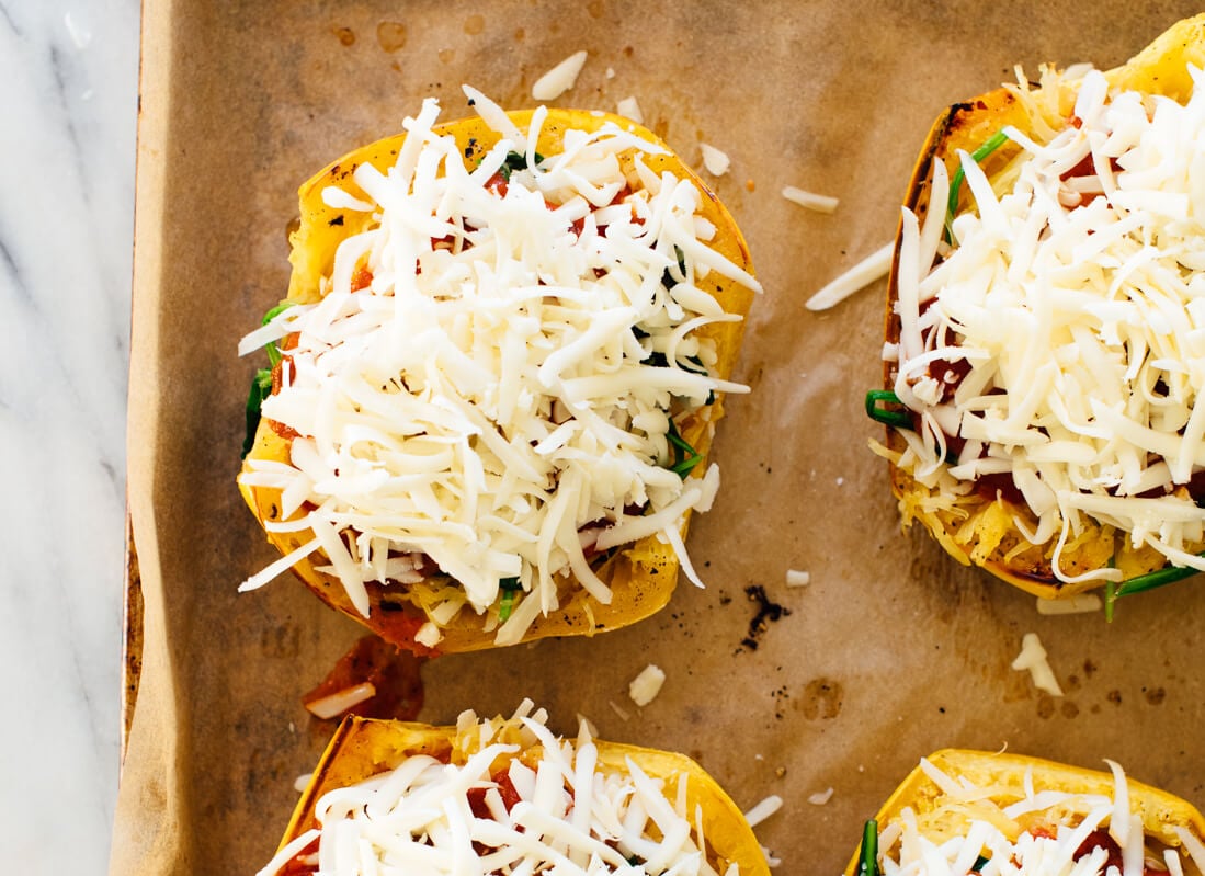 pizza spaghetti squash before baking