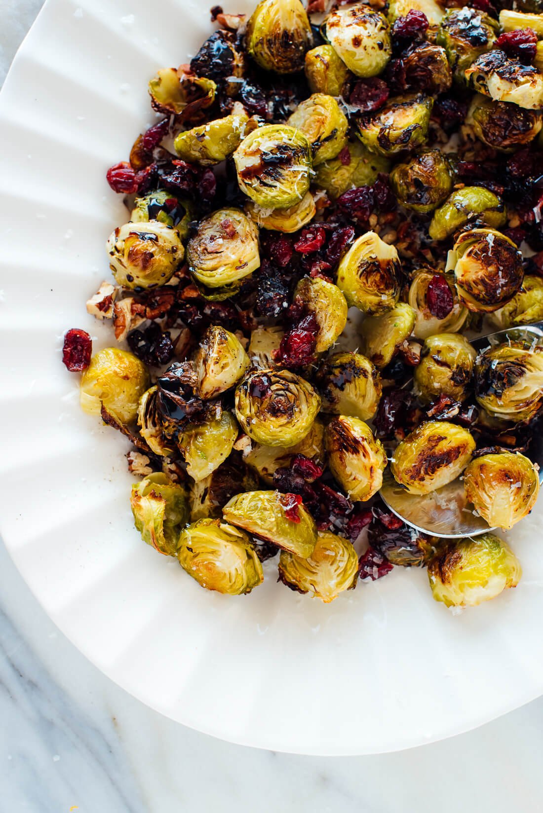 roasted brussels sprouts with cranberries pecans balsamic vinegar recipe