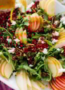 pomegranate pear arugula salad with ginger dressing