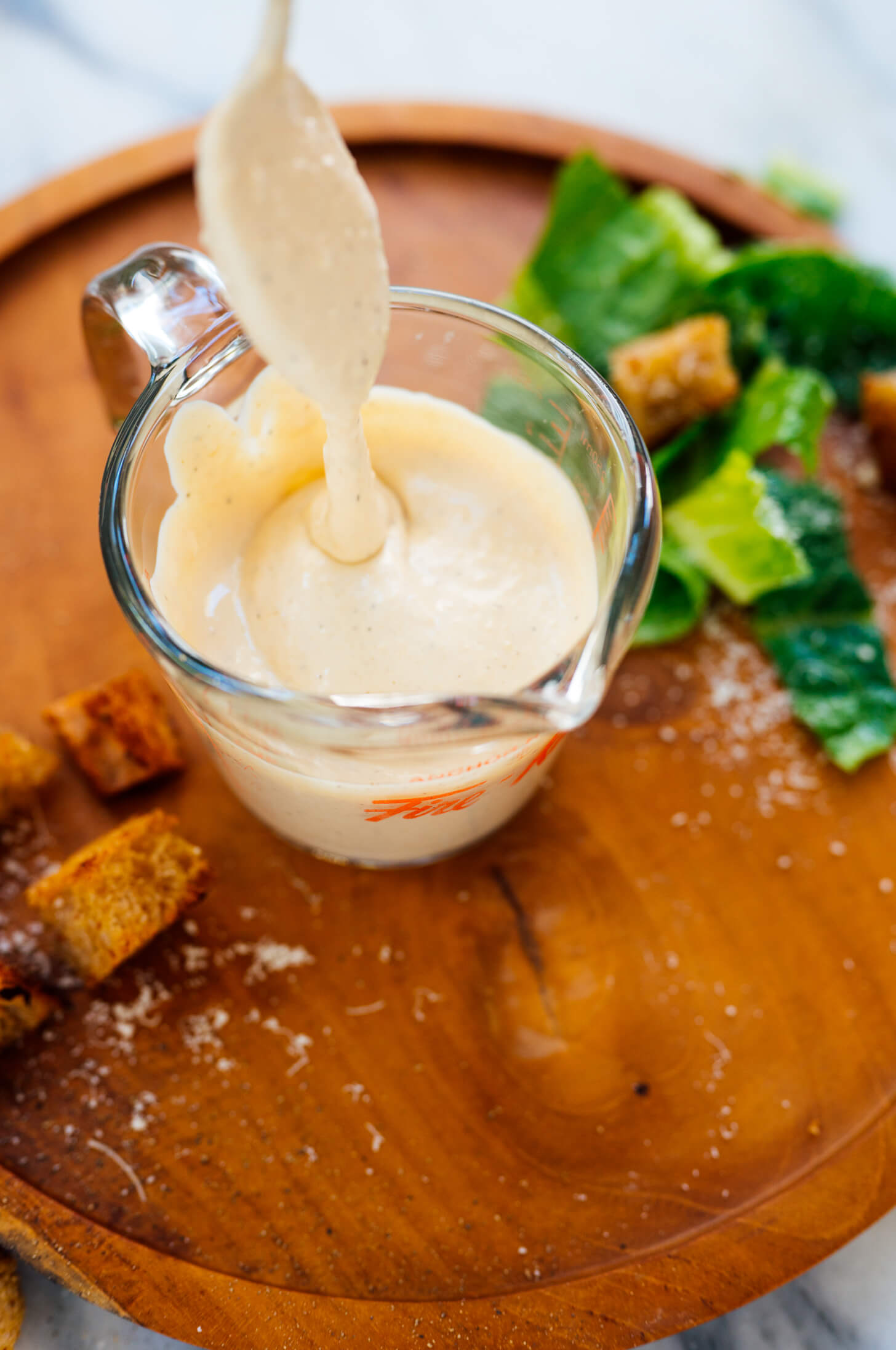 Caesar dressing drizzle