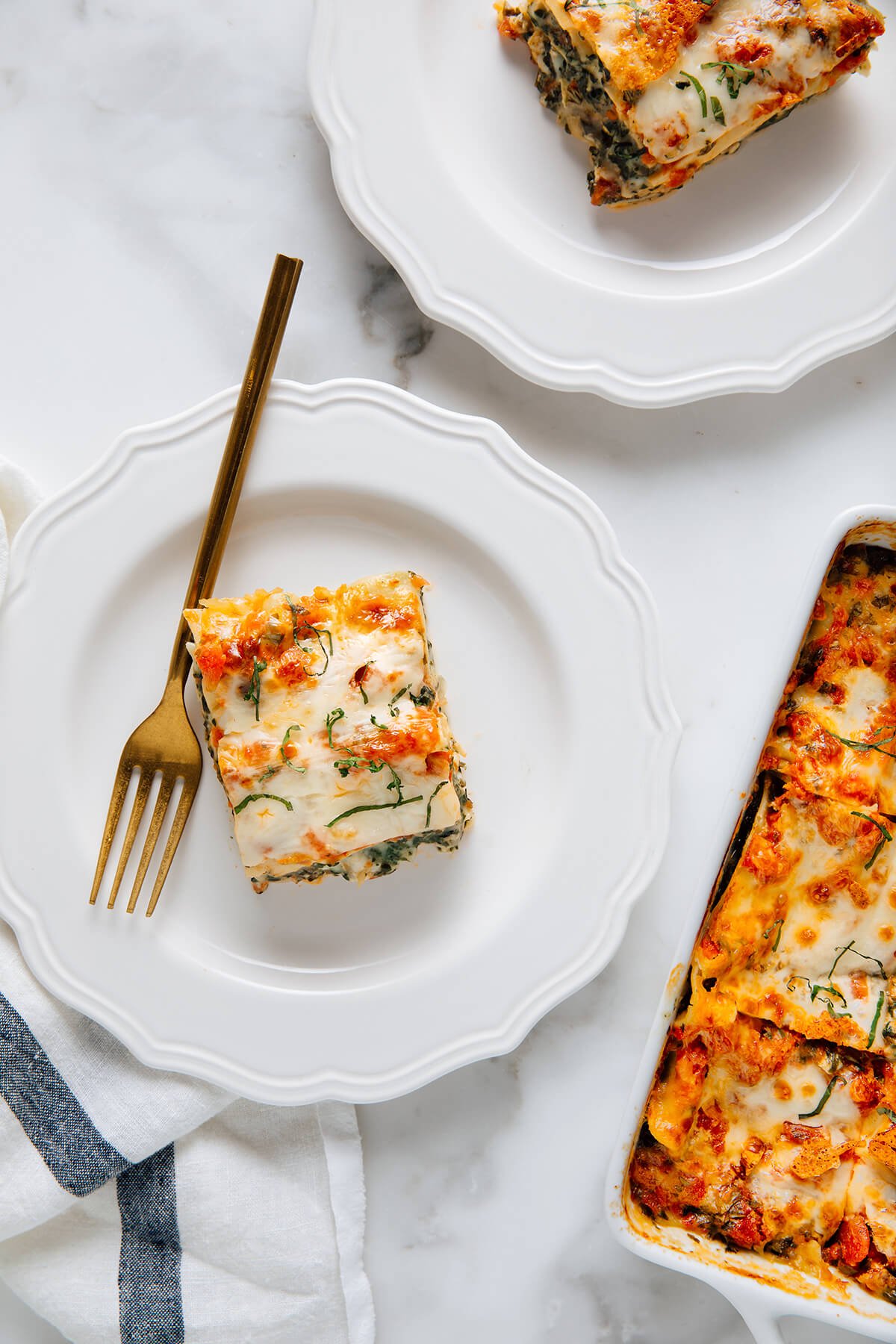 spinach lasagna on table